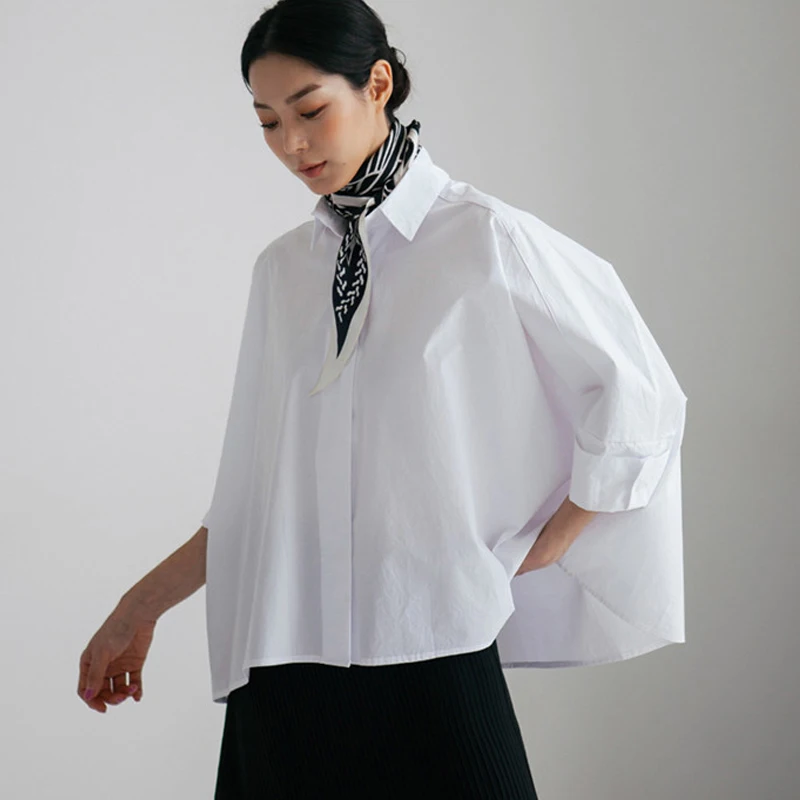 Женские свободные топы и блузки Johnature Простые в Корейском стиле с рукавом три