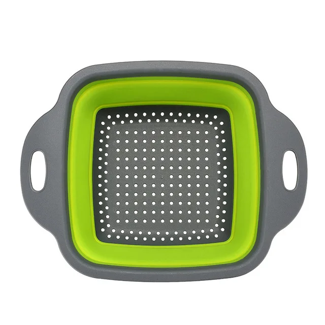 square green Складная корзина с ситом, складные дуршлаги, наборы квадратной формы для мытья фруктов и овощей, кухонные корзины CF-157 - Цвет: square green
