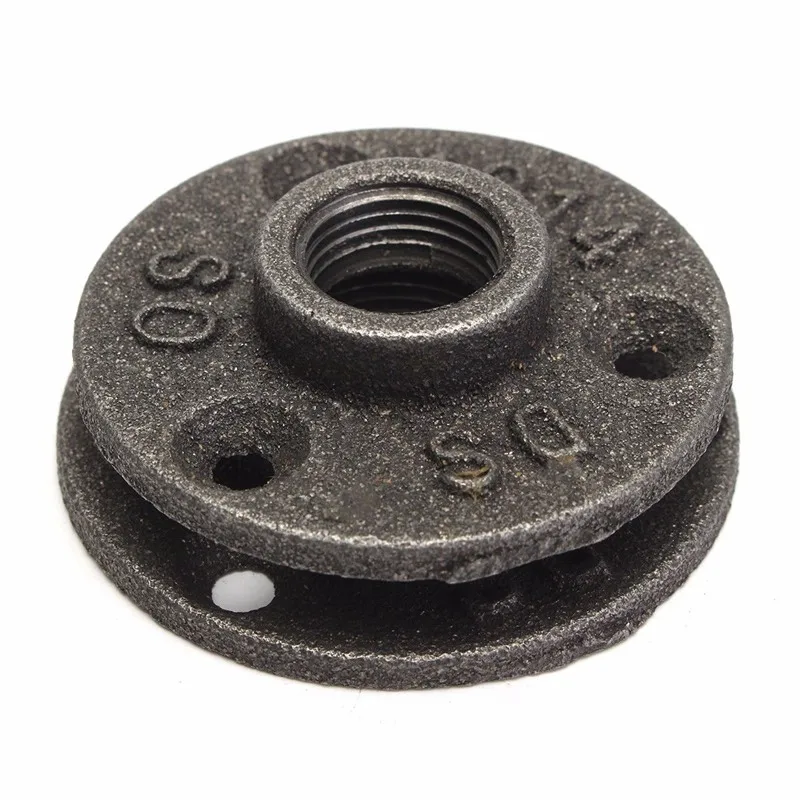 

1/2 inch Three Holes Black Iron Flange Pipe Floor Fitting Threaded Wall Mount, 10Pcs 1/2 inch