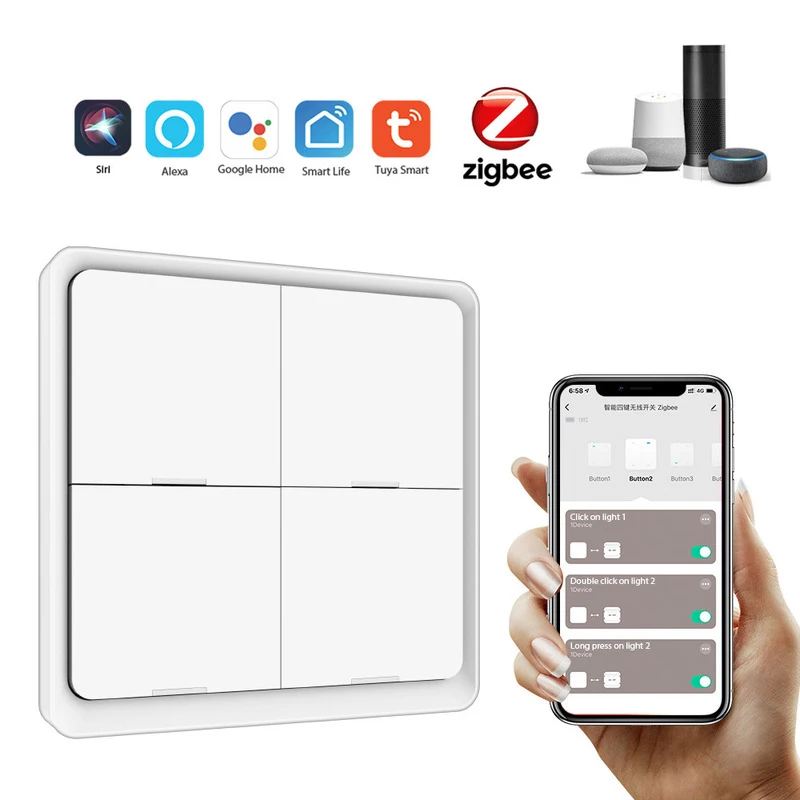 

Tuya Smart Zigbee Scene Switch APP Remote Control Multichannel Custom Settings Smart Home Wireless Panel Easy Installation