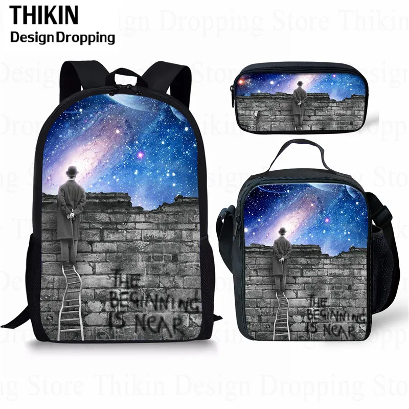 ALW0659CGK THIKN 3 шт школьная сумка набор Galaxy/Unicorn школьный рюкзак для подростков мальчиков девочек Студенческая дорожная сумка для книг школьные сумки для подарков - Цвет: ALW0659CGK