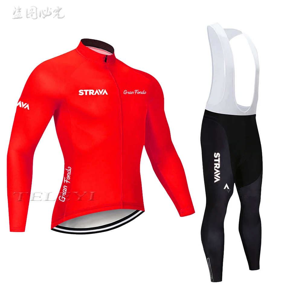 8 Strava велосипедные майки Ropa Maillot Ciclismo с длинным рукавом осень и зима Велоспорт Джерси одежда дышащий комбинезон комплект - Цвет: 8