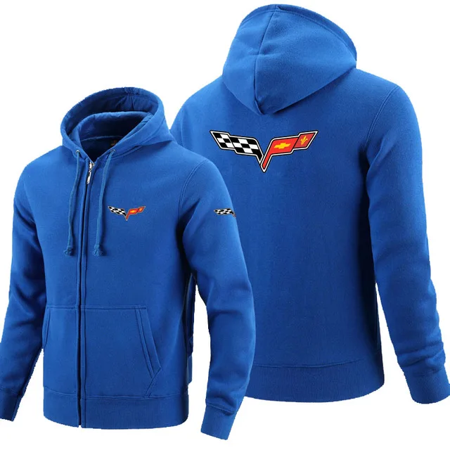 

2020NEW Zipper Hoodies for Chevrolet corvette logo Printed Hoodie Fleece Long Sleeve Man's zipper Jacket Sweatshirt