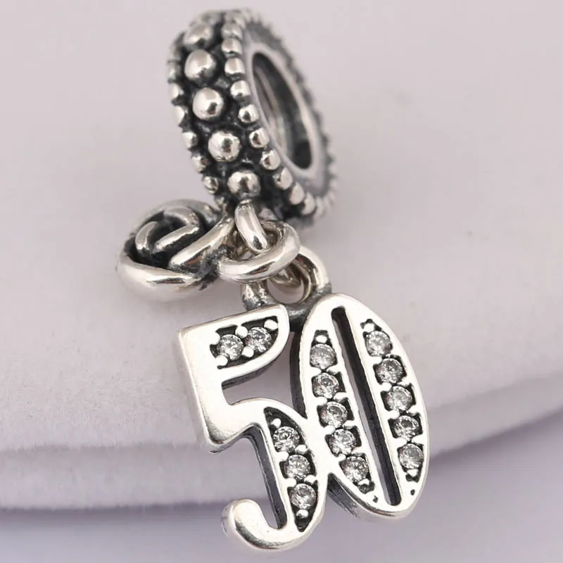 

Серебряная подвеска S925, бусина, шарм, подходит для браслета Pandora, браслет 50 лет любви, подвеска, искусственное ювелирное изделие своими рукам...