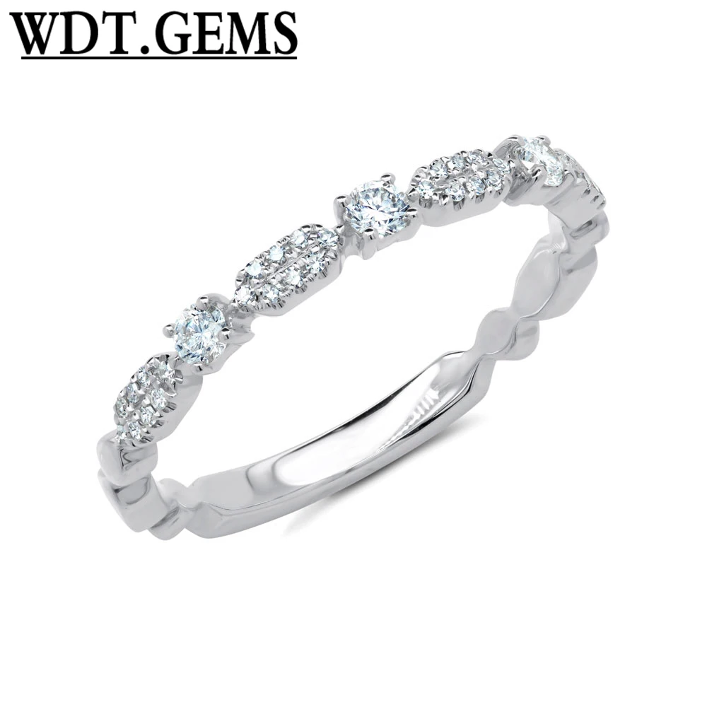 

0.22ct 10k Rose Gold Natural Round Cut Diamond Dainty Fine Fashion Ring Band