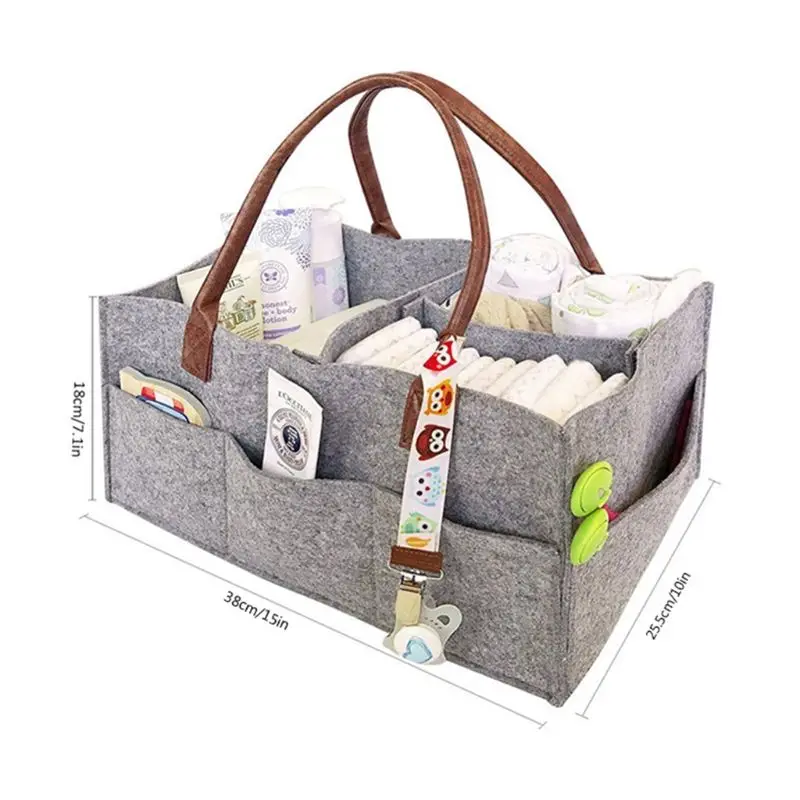

Baby Diaper Organizer Foldable Felt Storage Bag Portable Multi-function Changeable Compartments for Mom Newborn Nappies