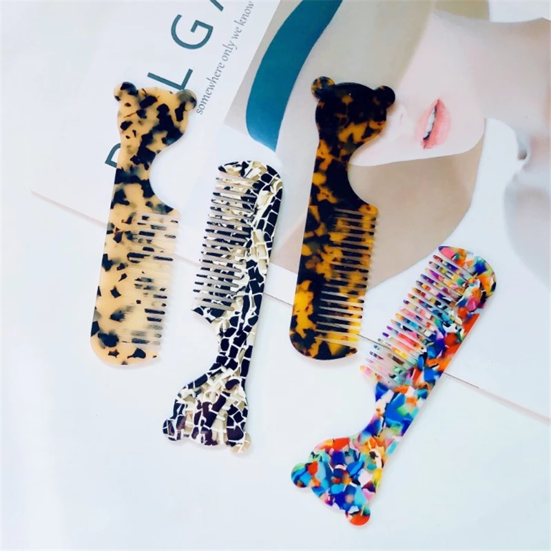 

New Cartoon Acetate Marble Pattern Cute Anti Static Comb Portable Small Comb Hair Styling Tool Hot Sale
