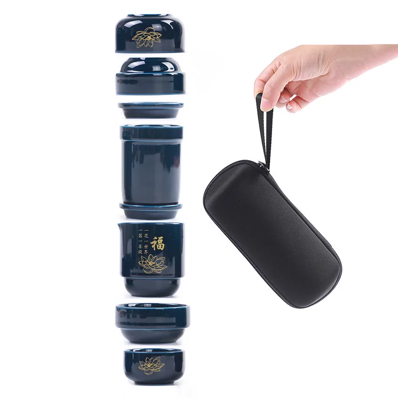 

Portable one pot four cups simple teapot teacup ceramic travel small pot tea kung fu tea set Free shipping