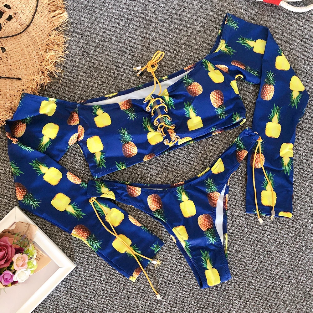 

TW715 High Waist Bikini Thong Swimsuit African Print 2020 Plus Size Women Tankini Long Sleeve Custom Bikini Set Swimwear