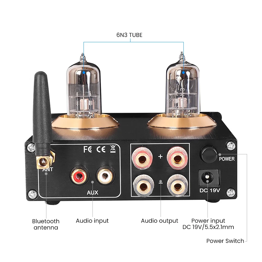 PJ.MIAOLAI TPA3116 Bluetooth 5.0 HiFi 6N3 Vacuum Tube RCA Audio U Disk Headphone Amplifier For Home Theater DIY | Электроника
