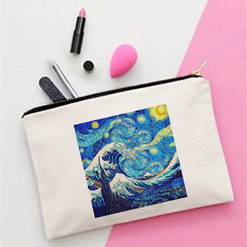 

Модный женский органайзер для косметики в стиле ретро с принтом волн