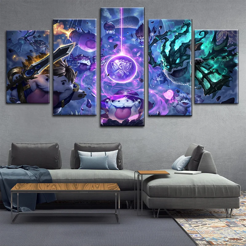 Модульная картина для домашнего декора 5 шт. белая/гаровская Лига Легенд из игры