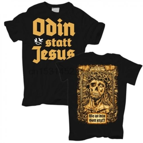 

Odin statt Jesus T Shirt men Nordmanner Runen Wikinger Walhalla Germanen nordisch Odin Thor two sides tee US plus size S-3XL