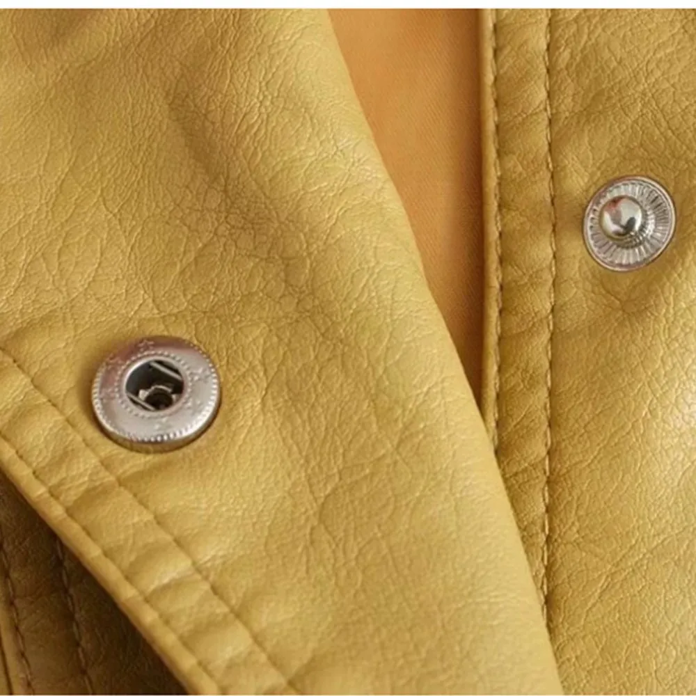 

Women's New Short Jacket Fall 2020 Clothing Faux PVC Blazers Leather Moto Black Coats Biker Fur Plus Size