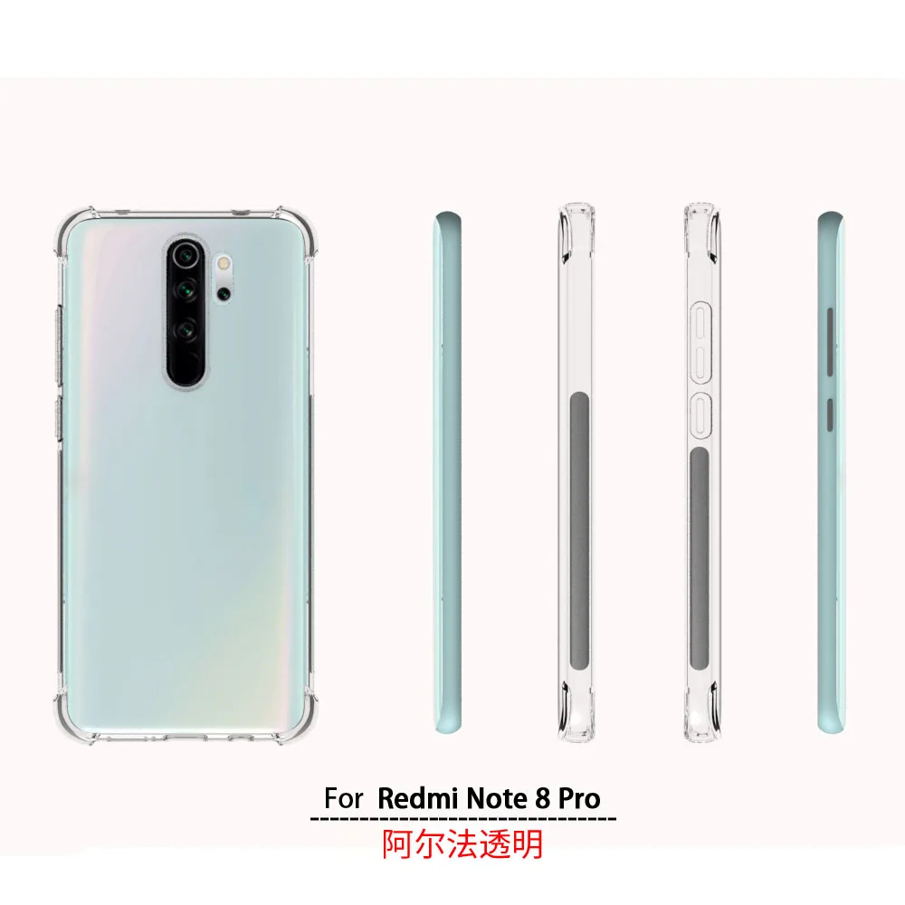 Case Clear For Xiaomi Redmi note 8 Pro Shockproof Funda Four Corners Airbag TPU Soft Phone Back Cover for |