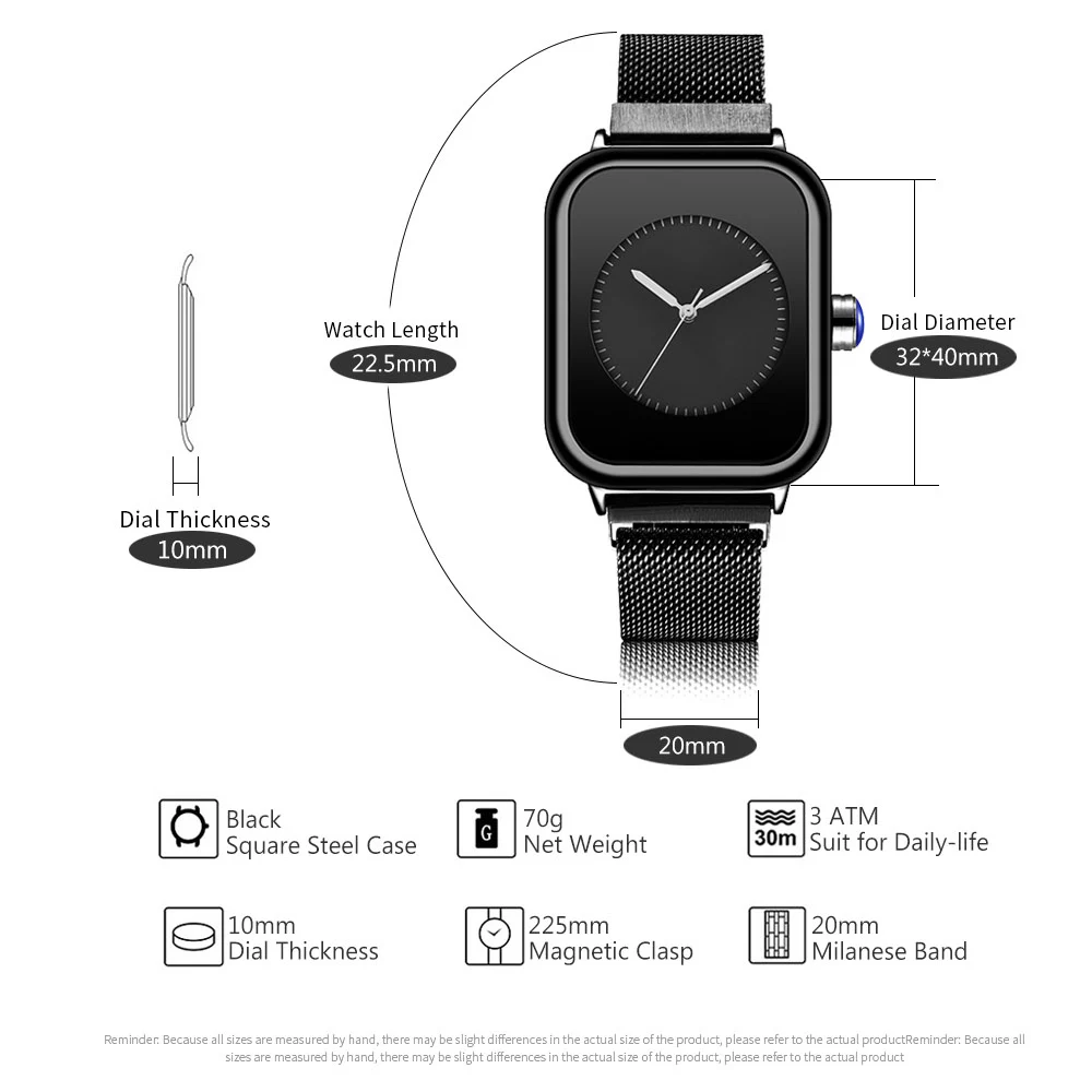 Креативные новые женские кварцевые часы с квадратным магнитным браслетом