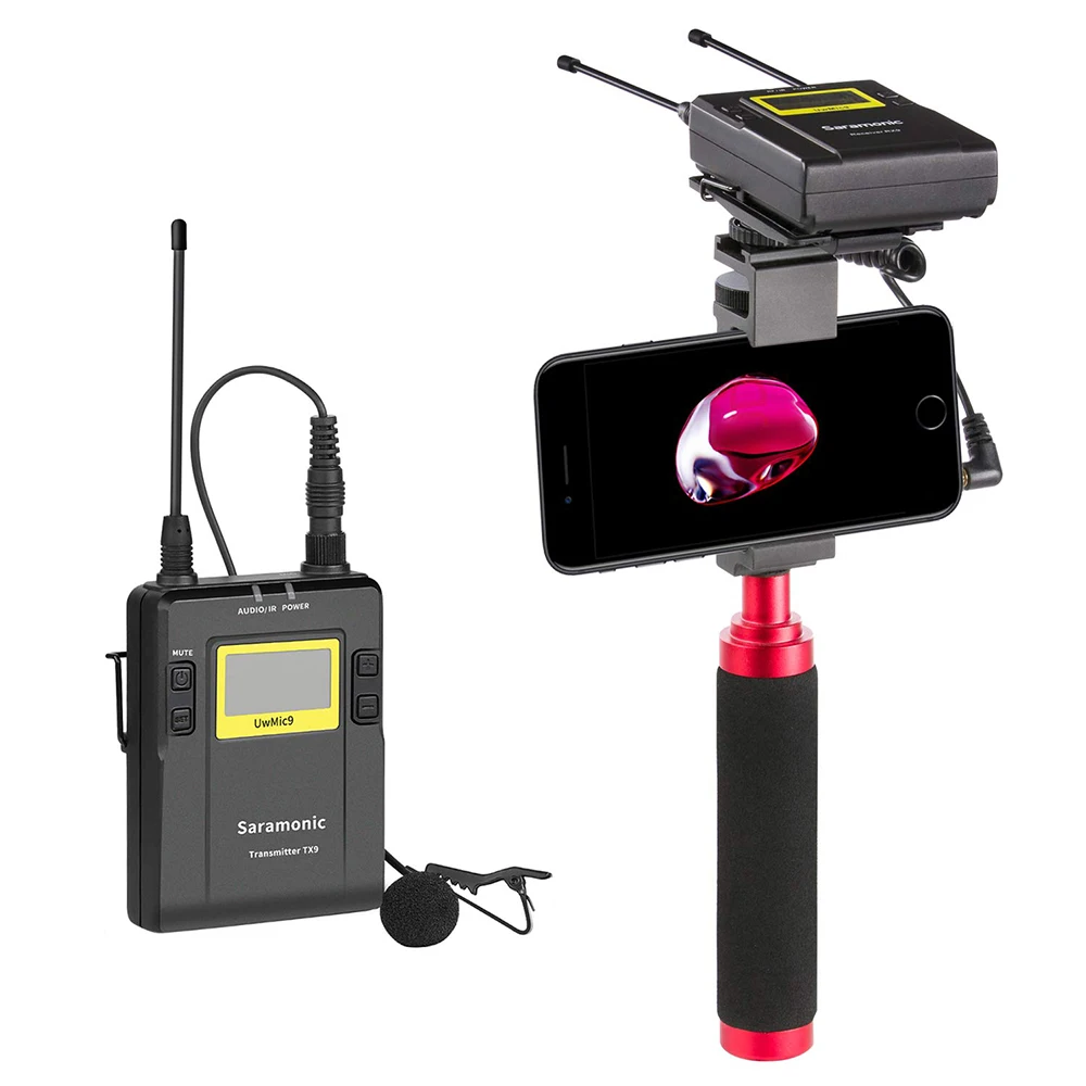Saramonic UwMic9 вещания UHF Беспроводной петличный микрофон системы Передатчики+ один приемник для DSLR видеокамеры Тур гид
