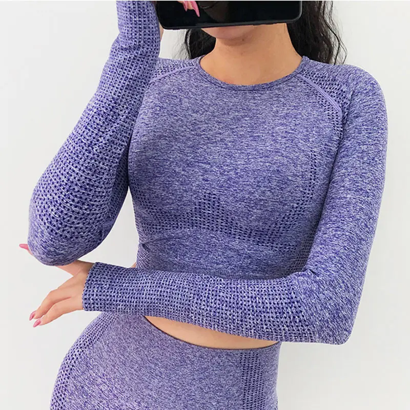 purple Vital бесшовный топ для йоги, тренировочная одежда для женщин - Цвет: purple