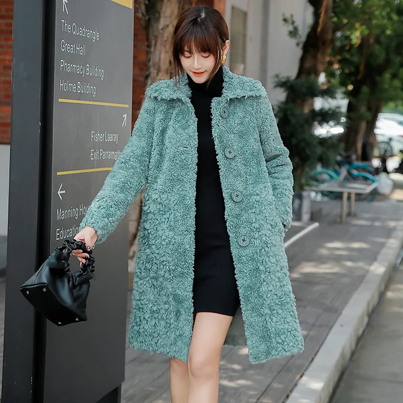 Woman 2022 Winter New Genuine Fur Sheepskin Coats Ladies Long Casual Wool Outwear Female Thick Warm Sheep Shearing Jacket X725 enlarge