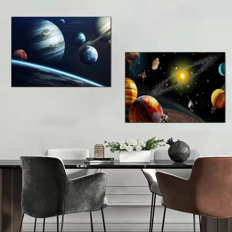 Абстрактная космическая Вселенная солнечная система планет Туманность плакат