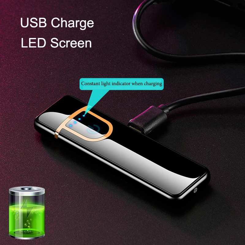 10 шт./лот Зажигалка для зарядки электронная ультратонкая USB сенсорный