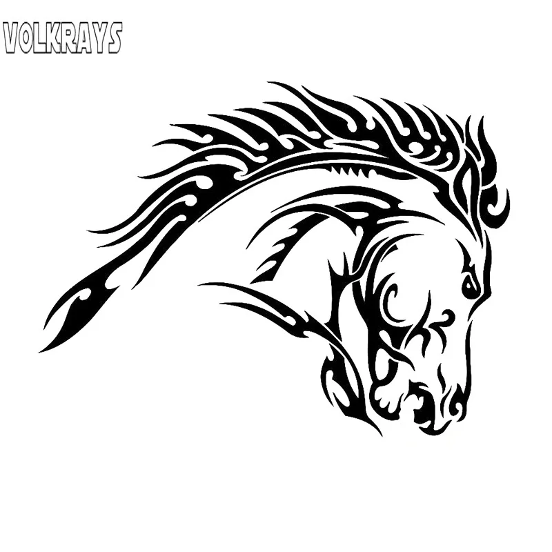 

Volkrays индивидуальные автомобильные наклейки, животные, этнические татуировки, лошадь, аксессуары, виниловые наклейки, черные/серебряные акс...