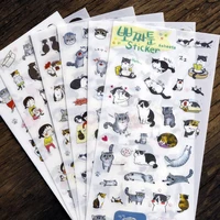6 sheets cute cartoon cat plastic stickers diy diary albums decoration label stationary stickers