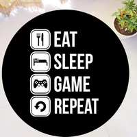 funny eat sleep game repeat gaming round carpet rug for gamer area rug washable rubber mat video games chair home decor gift 100