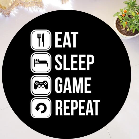 Забавный игровой коврик Eat Sleep повторный круглый для геймеров моющаяся резина