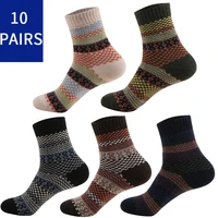 new 10 pair mens wool socks casual thick cotton socks winter warm male high quality retro soft and breathable man stocking