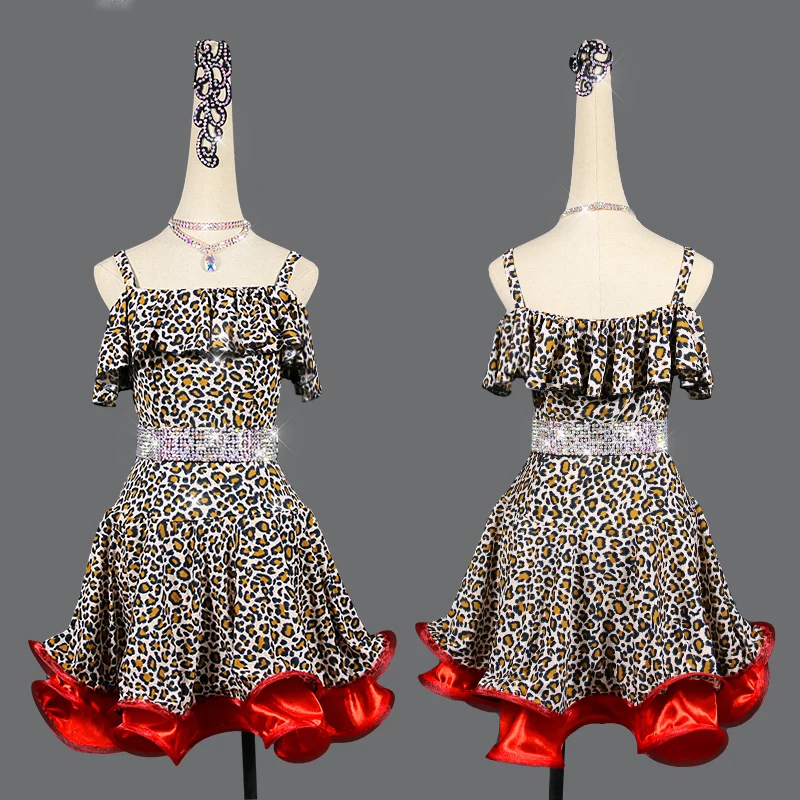 

New latin dance competition costume show costume women adult professional sexy high-end leopard dance skirt