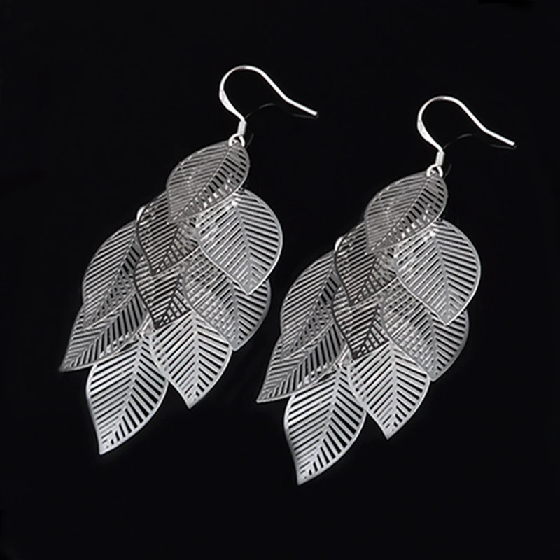 Филигранные выдалбливают листья кластер модная люстра Висячие серьги модный