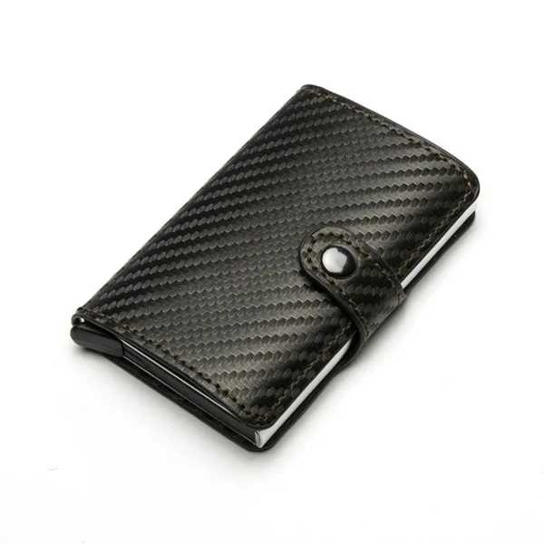 Gray BSD08 Bycobecy держатель для карт бумажник на кнопке RFID Блокировка винтажные кошельки Кредитная карта всплывающая защитная карта чехол тонкий Противоугонный держатель ID - Цвет: Gray BSD08