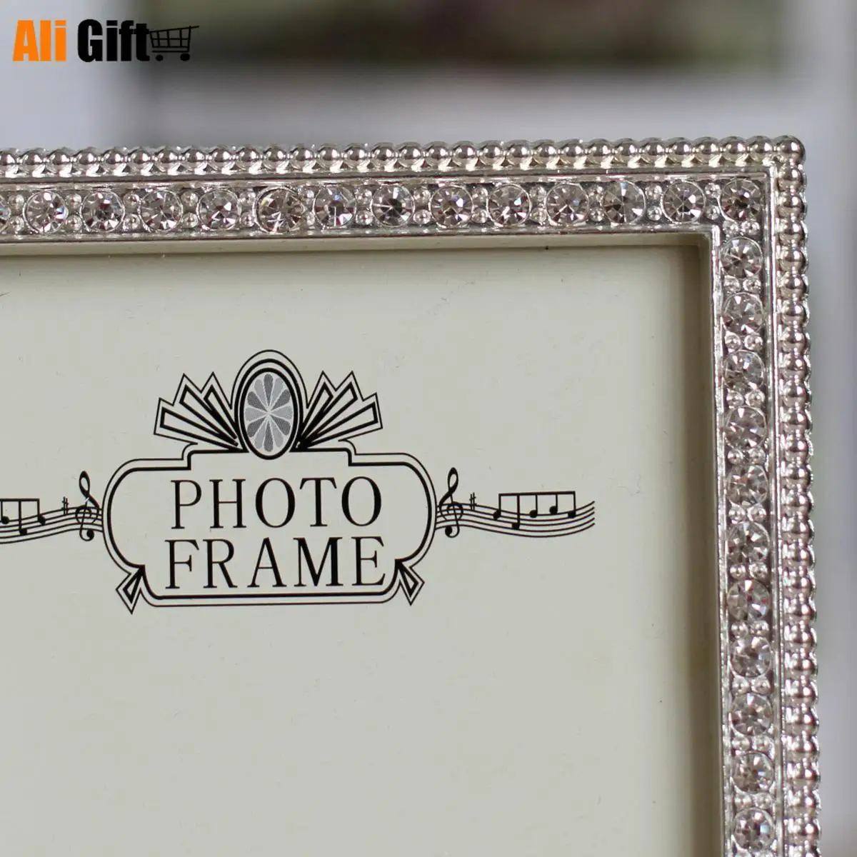 Лидер продаж серебристая металлическая фоторамка с инкрустированной