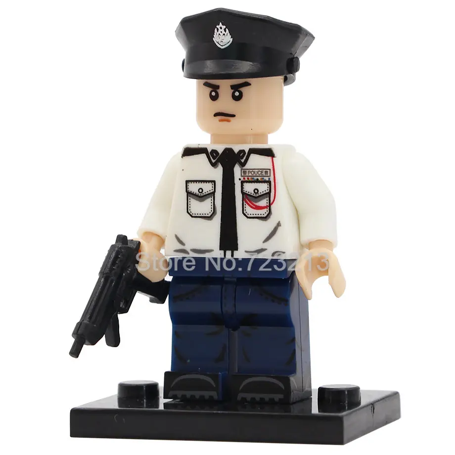 Одиночная PG8062 HK Макао полицейский СДУ Военная фигура фильм полицейская история город герой спецназ строительные блоки Модель Кирпичи Игрушки - Цвет: HK police B