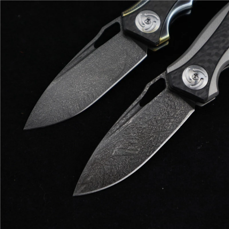 Online Uzi Baja Titanium Alloy + Serat Karbon Menangani Pisau Lipat Mini Berkemah Utilitas Luar Ruangan Pisau Dapur EDC Alat Tangan Yang Sangat Baik