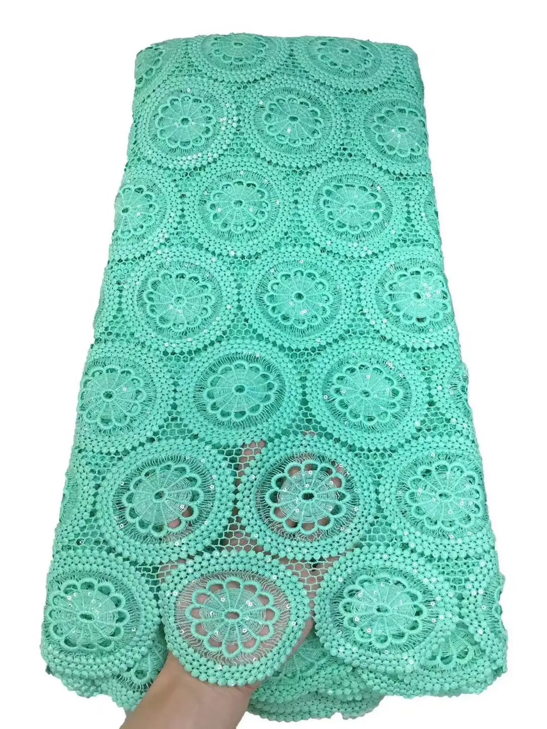 Французская кружевная ткань Африканское гипюровое кружево с блестками 2020