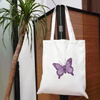 Японская пляжная сумка-бабочка для женщин, холщовые многоразовые мешки для покупок, Повседневная Экологически чистая Складная плетеная Сумка для покупок из джута для девочек