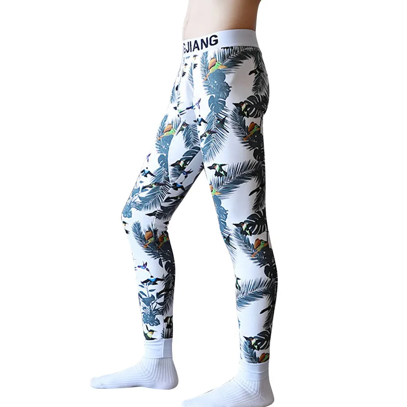 Кальсоны мужские утепленные бархатные облегающие штаны с принтом леггинсы