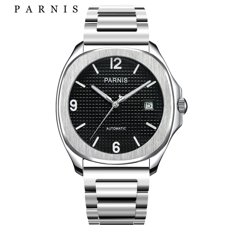 

Parnis Mechanical Men's Watches Automatic Men Watch Sports Clock Stainless Steel Miyota821a Luminous horloges mannen 2019