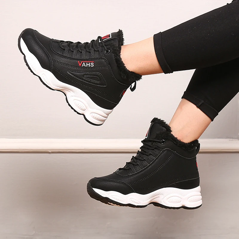 VTOTA Chunky Sneakers Women Winter Warm Shoes New Platform Wedges Shoes Tenis Feminino Pink Fur Vulcanized Shoes Snow Shoes ISN