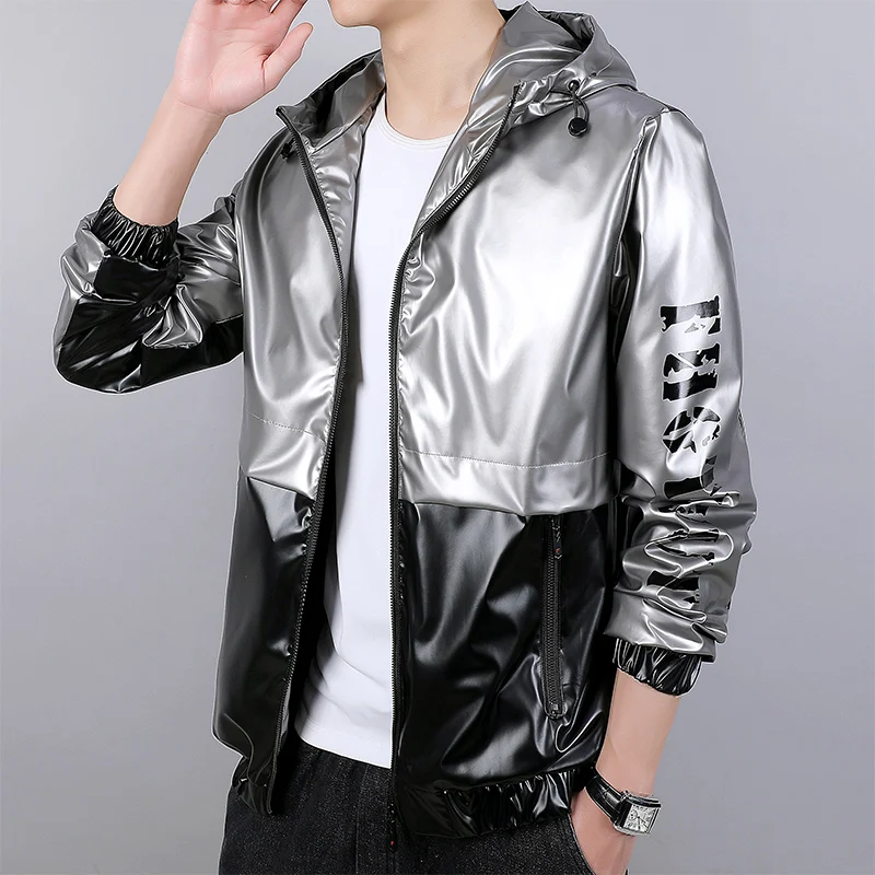 Мужская куртка-бомбер с капюшоном в стиле панк