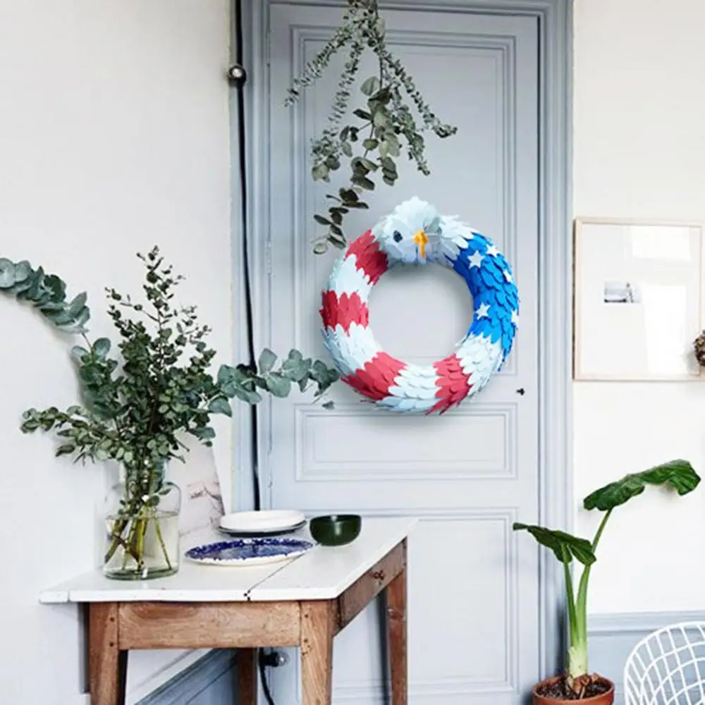 

10/15 inches DIY Patriotic Eagle Wreath Garland Decor for Front Door Election Vote President