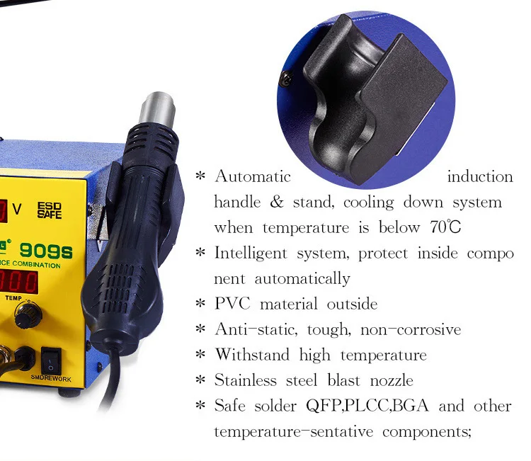Большая распродажа 909S Autocut hot air 3 в 1 DC блок питания паяльная станция