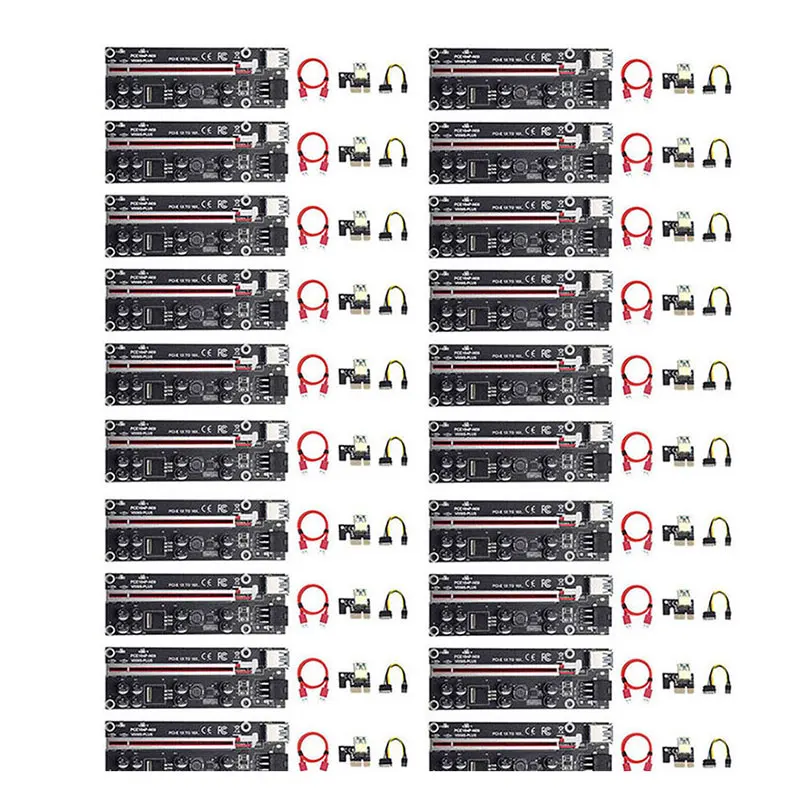 

20 шт., Райзер-адаптер 009S Plus PCI E, PCI-E PCIE USB 3,0 на 6 контактов