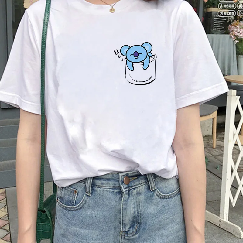 

Funny Animal T-shirt women Harajuku cute Koala Printed Summer Korean casual Tops Tees White Student simple loose short sleeve
