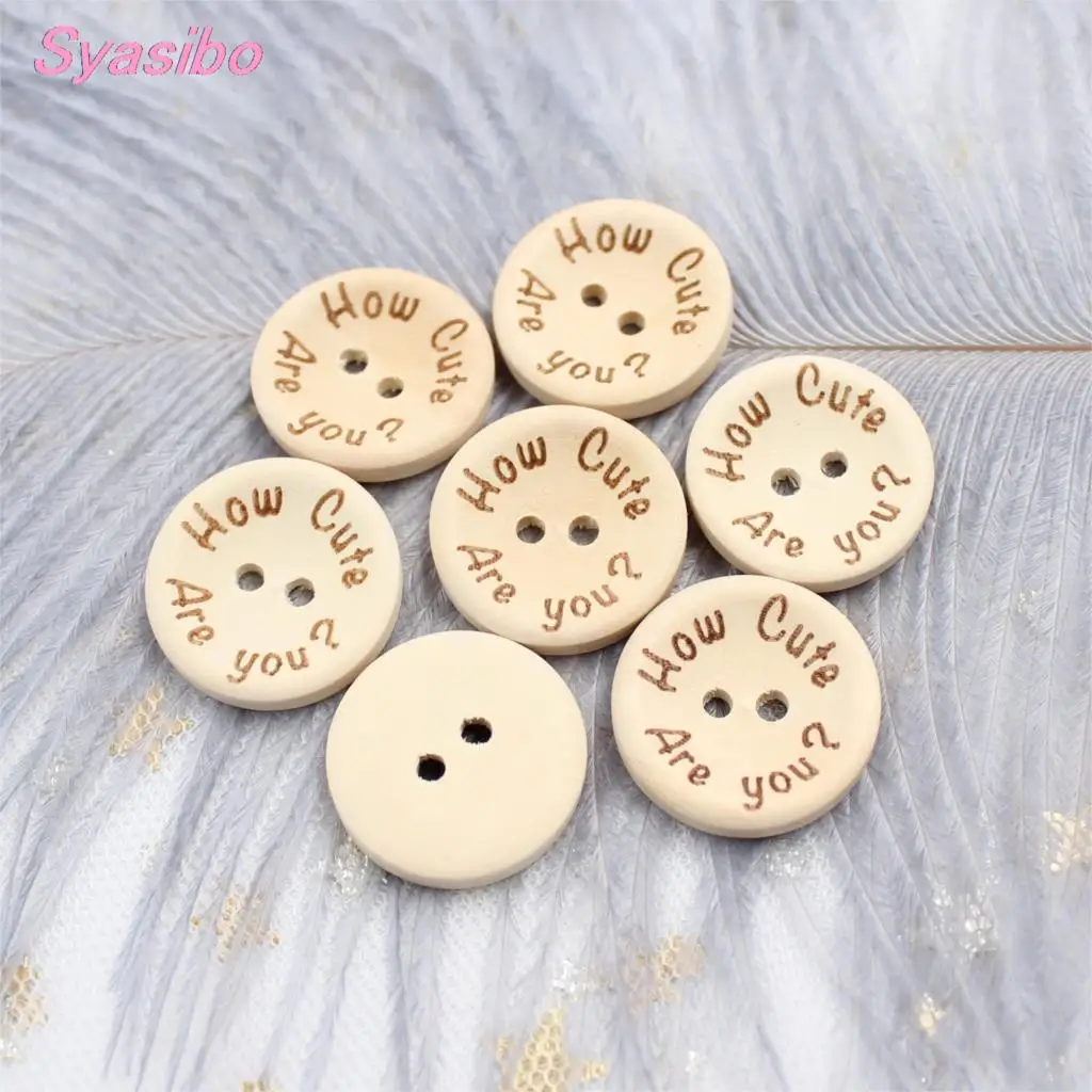 (30 шт.) 25 мм &quotКак мило вы?&quot деревянные пуговицы необработанное натуральное