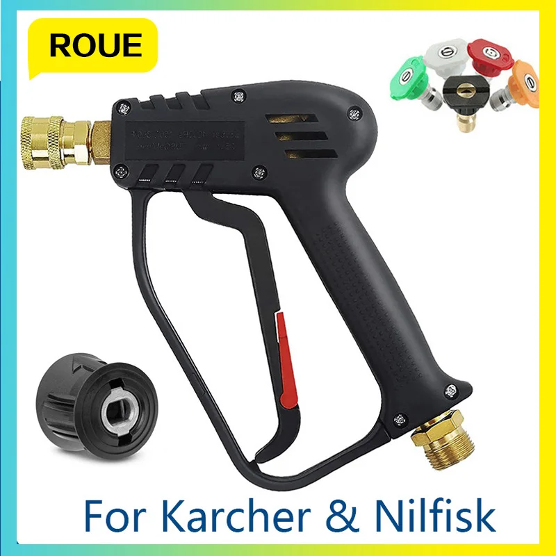 

With Five-color Nozzle Quick Connector High Pressure Washer Gun Jet Car Wash M22 14MM Hose Turbo For Karcher k2-k7 And Nilfisk