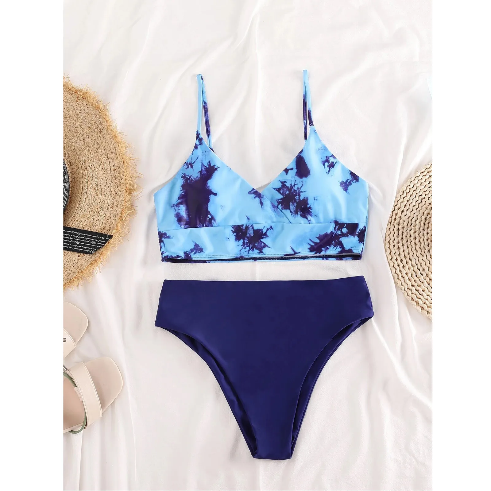 

2021 Bandeau Bandage Bikini Set Push-Up Brazilian Beachwear Swimsuit Women's Swimwear Two Piece Polyester Print Triangle Clothes