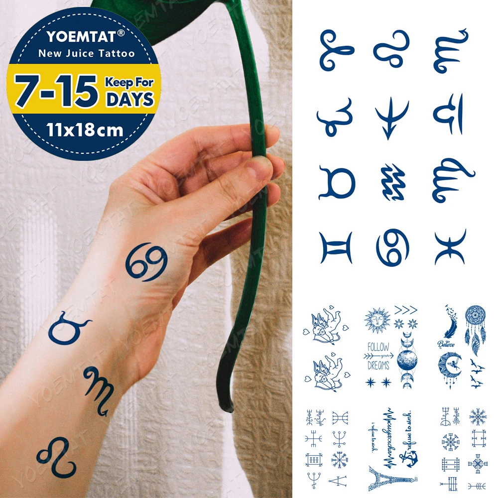 

Juice Lasting Waterproof Temporary Tattoo Sticker Letter Cupid Earth Flower Flash Tatoo Kid Totem Ink Thigh Body Art Fake Tatto